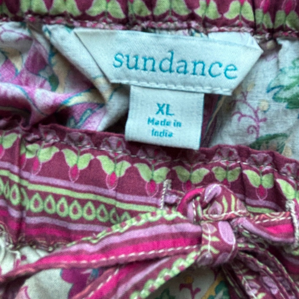 Sundance 100% Cotton Boho Cottage Whimsigoth  Floral Print Drawstring Pants XL - Picture 7 of 15